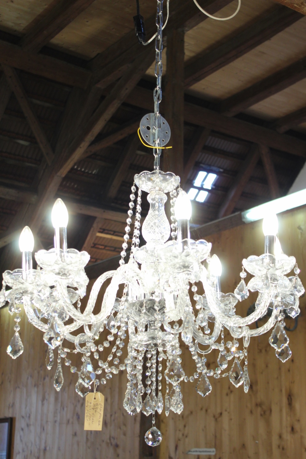 Kronleuchter Bleikristall Silber 64cm + Kette  8 Lichter