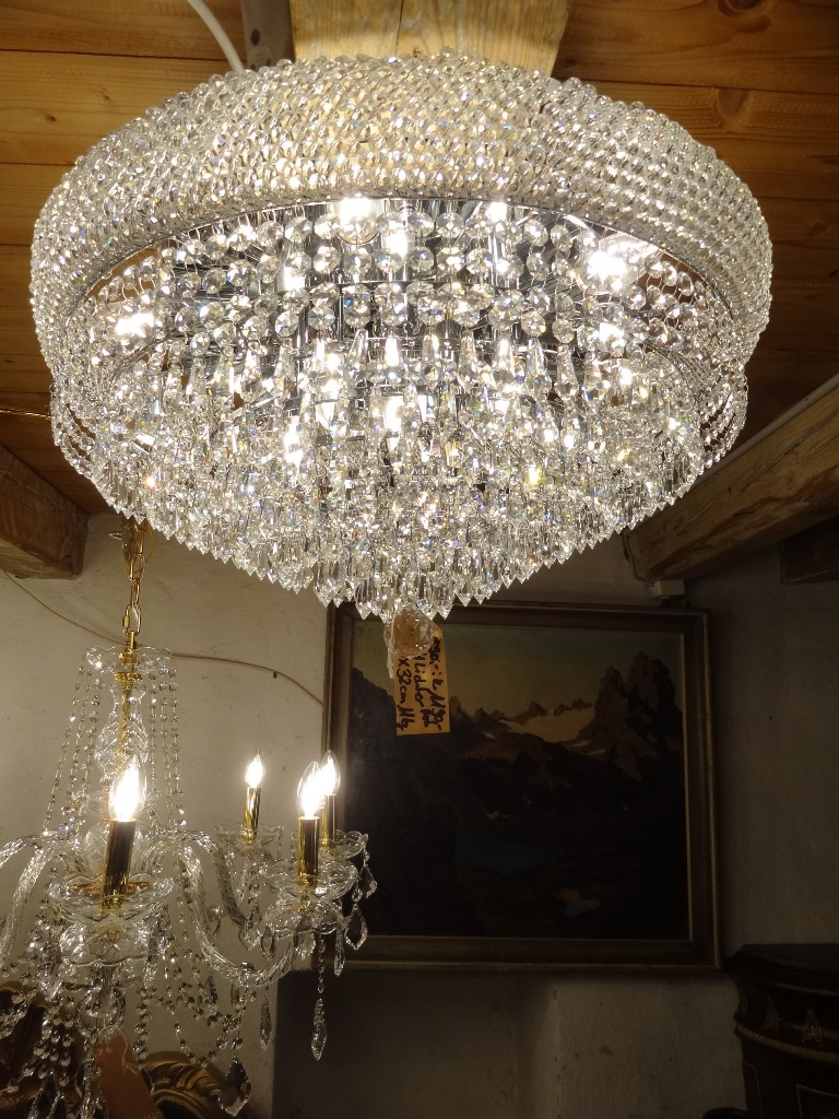 Kronleuchter /Deckenleuchter /Lüster Silber Bleikristall