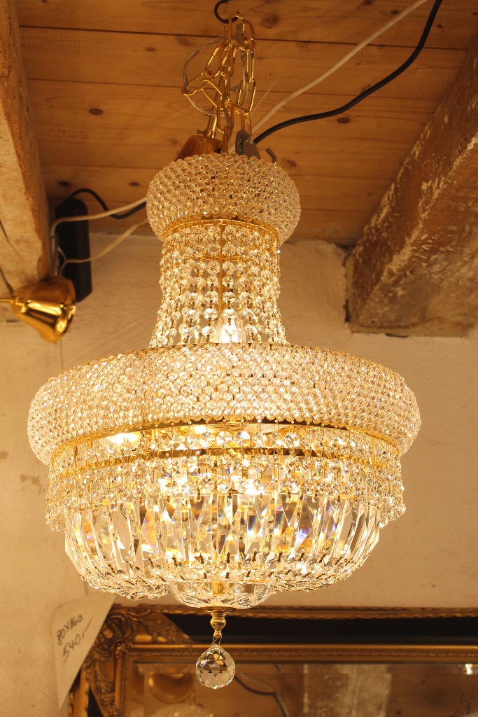 Kronleuchter Bleikristall / Lüster Gold 55cm+ Kette, 8 Lichter