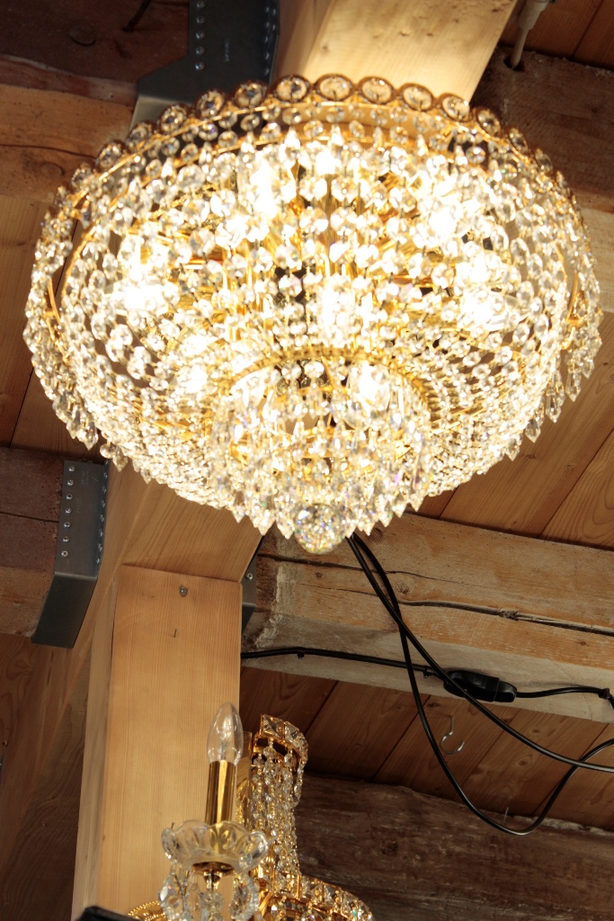 Kronleuchter Bleikristall / Deckenleuchter Gold 30cm, 9 Lichter