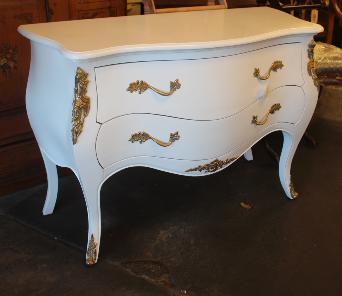 Kommode, Barockkommode weiss Gold